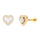 Moissanite Heart Earring for Helix Piercing D-VS1 - Sparkanite Jewels