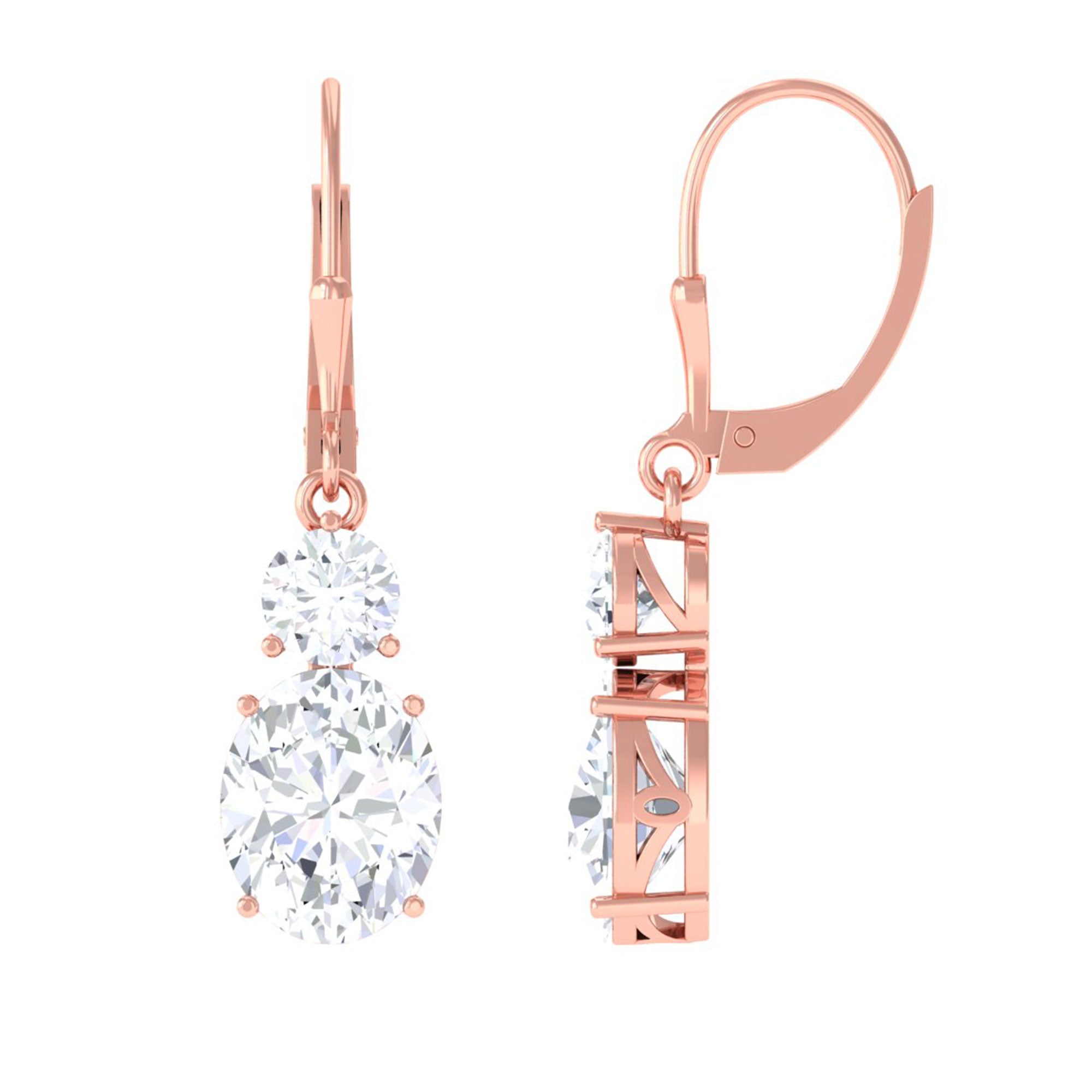 Sparkanite Jewels-Oval Shape Moissanite Drop Earrings with Lever Back