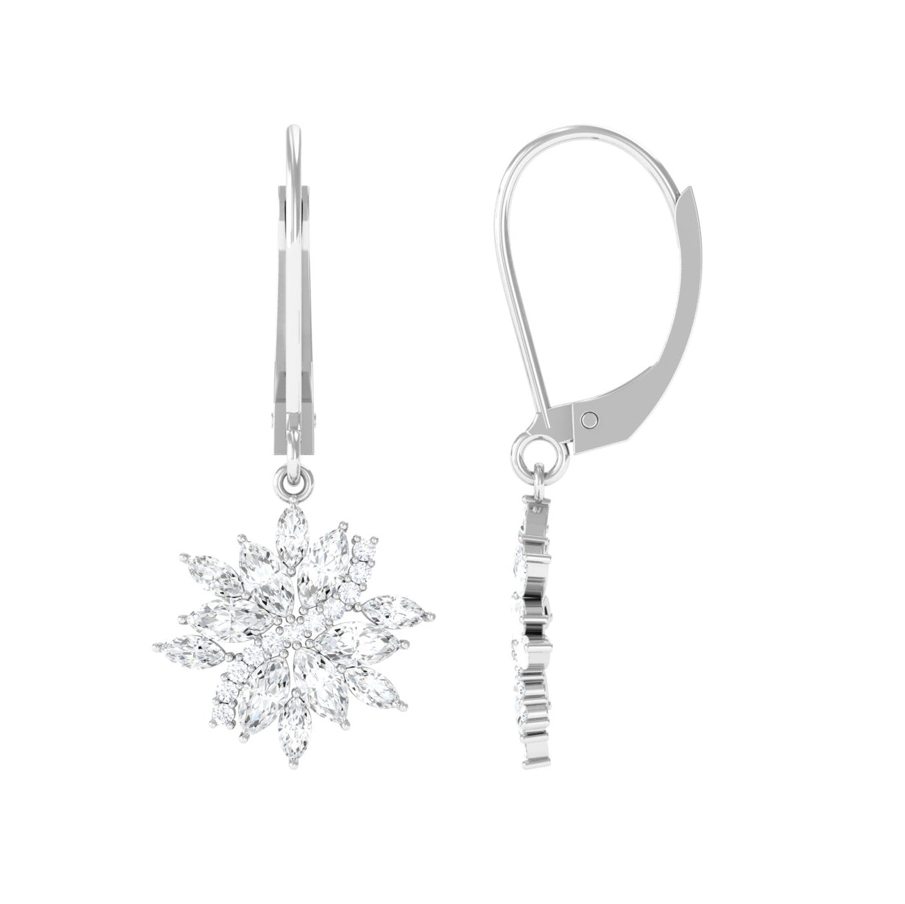 Sparkanite Jewels-Moissanite Cluster Flower Inspired Drop Earrings