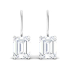 Sparkanite Jewels-Minimal Emerald Cut Moissanite Drop Earrings