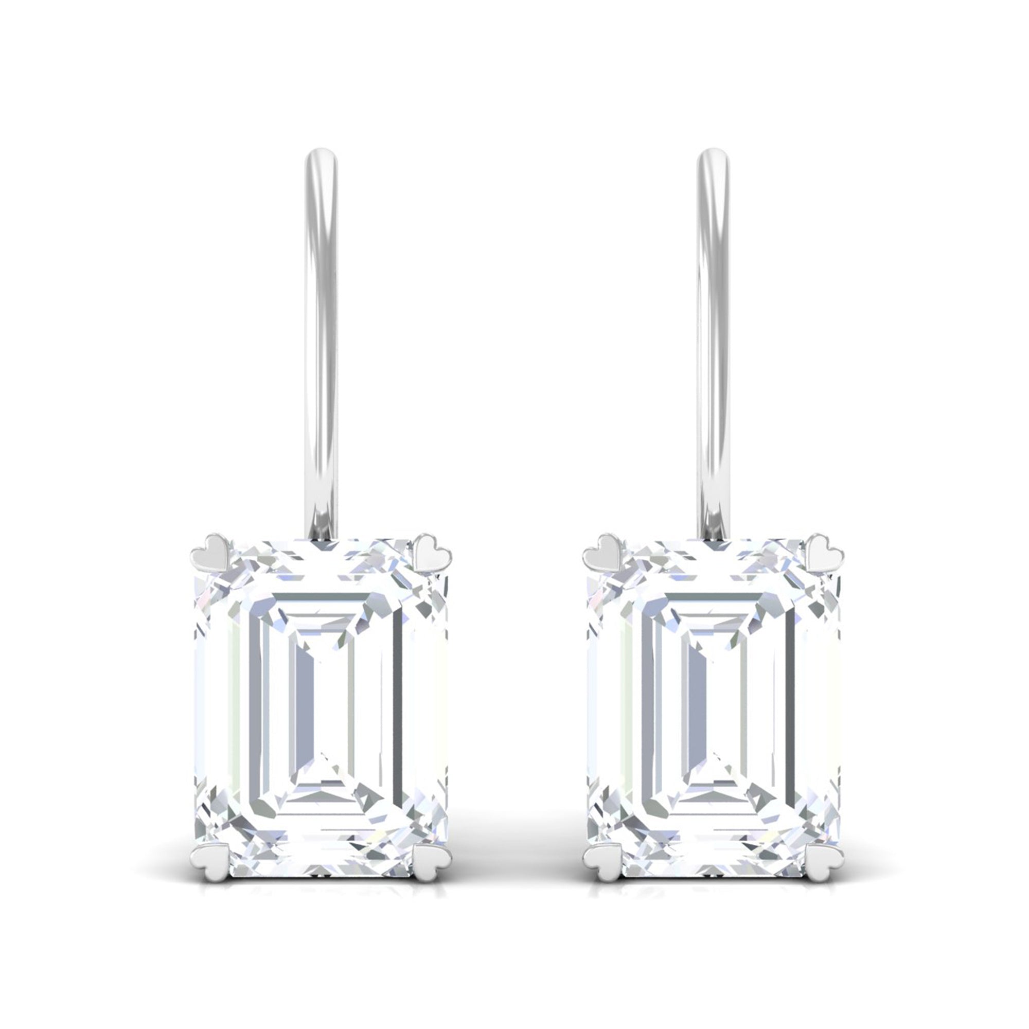 Sparkanite Jewels-Minimal Emerald Cut Moissanite Drop Earrings