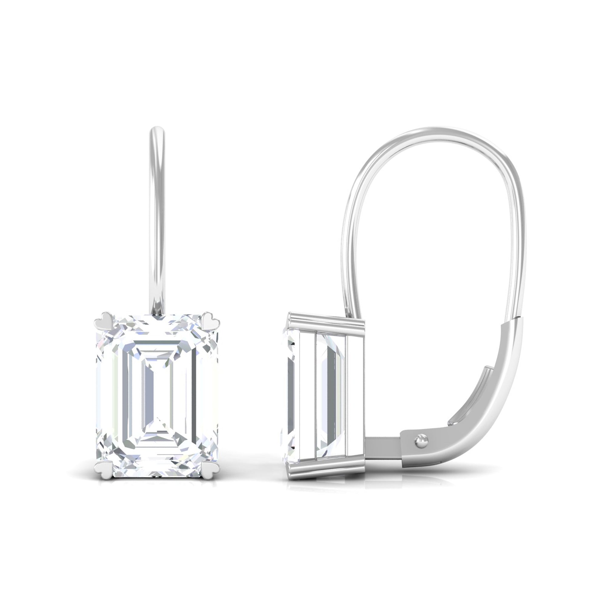 Sparkanite Jewels-Minimal Emerald Cut Moissanite Drop Earrings