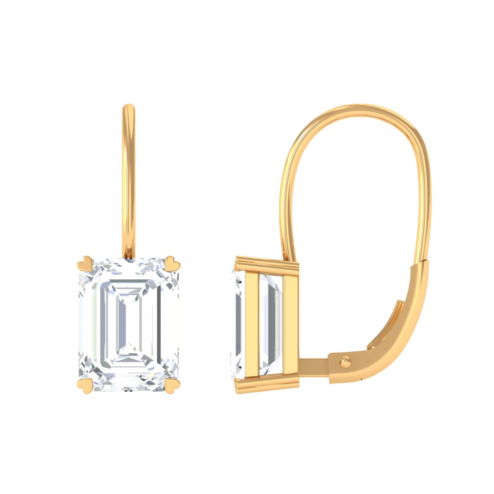 Sparkanite Jewels-Minimal Emerald Cut Moissanite Drop Earrings