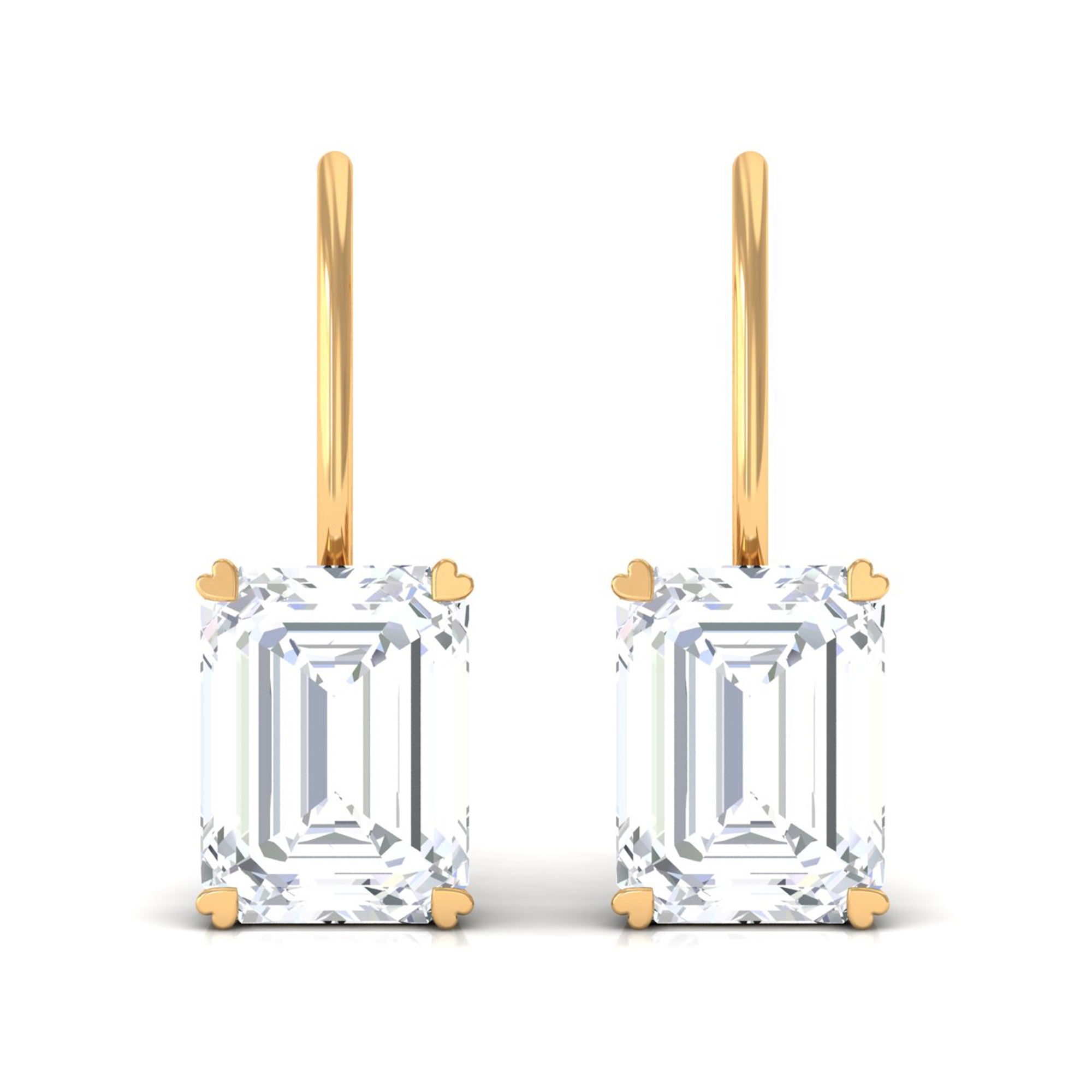 Sparkanite Jewels-Minimal Emerald Cut Moissanite Drop Earrings