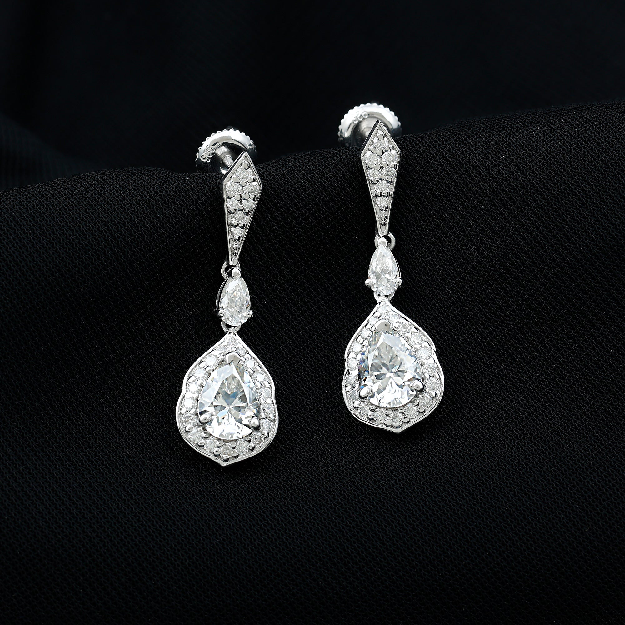 Sparkanite Jewels-Vintage Style Moissanite Teardrop Earrings