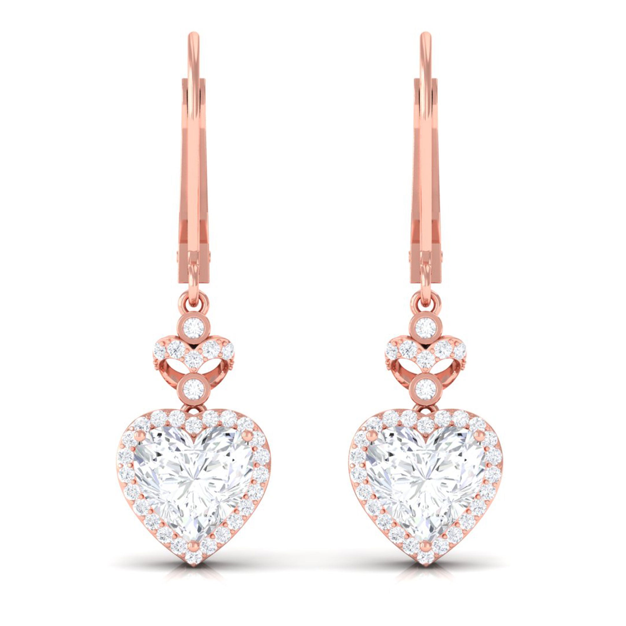 Sparkanite Jewels-Heart Shape Moissanite Classic Drop Earrings