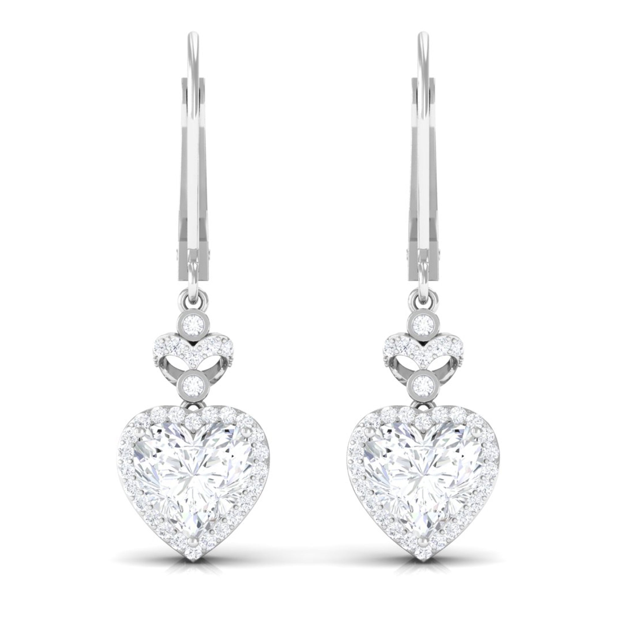 Sparkanite Jewels-Heart Shape Moissanite Classic Drop Earrings