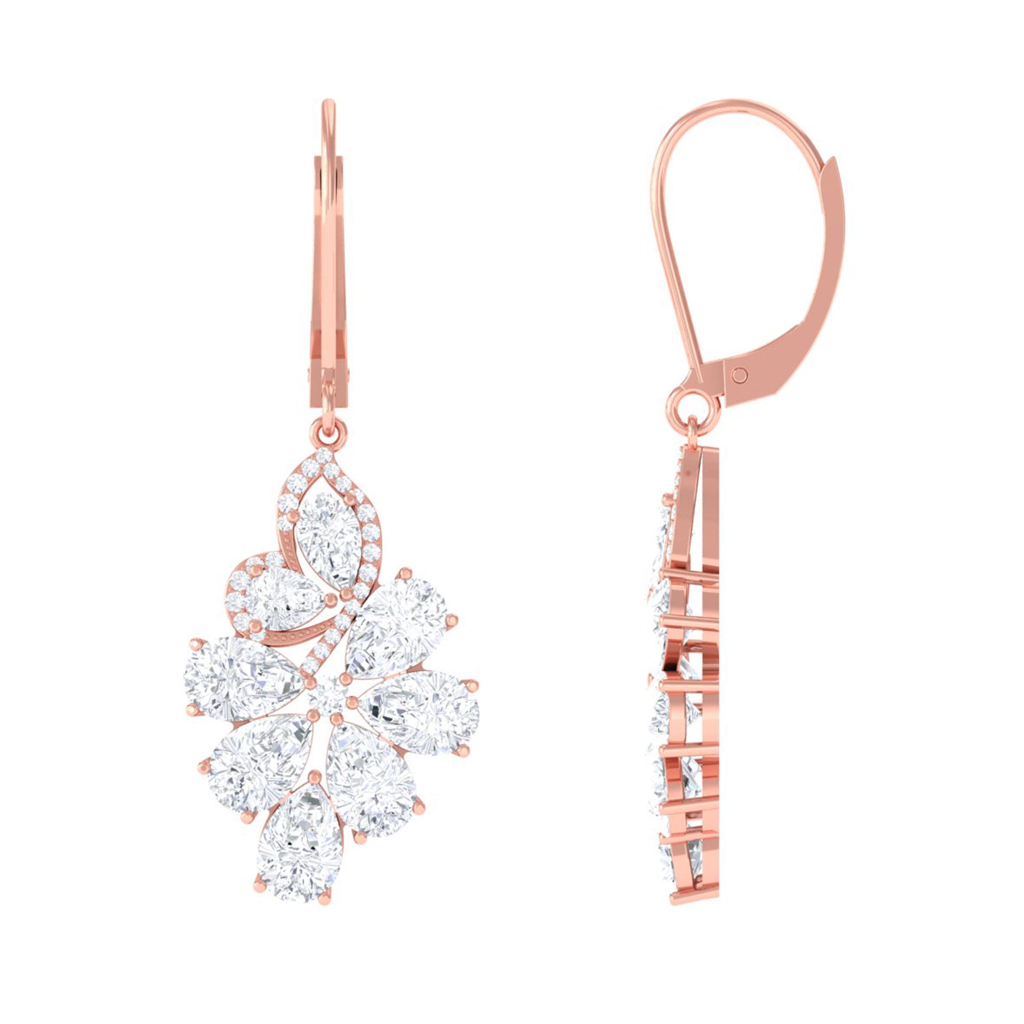 Sparkanite Jewels-Pear Shape Moissanite Cluster Drop Earrings