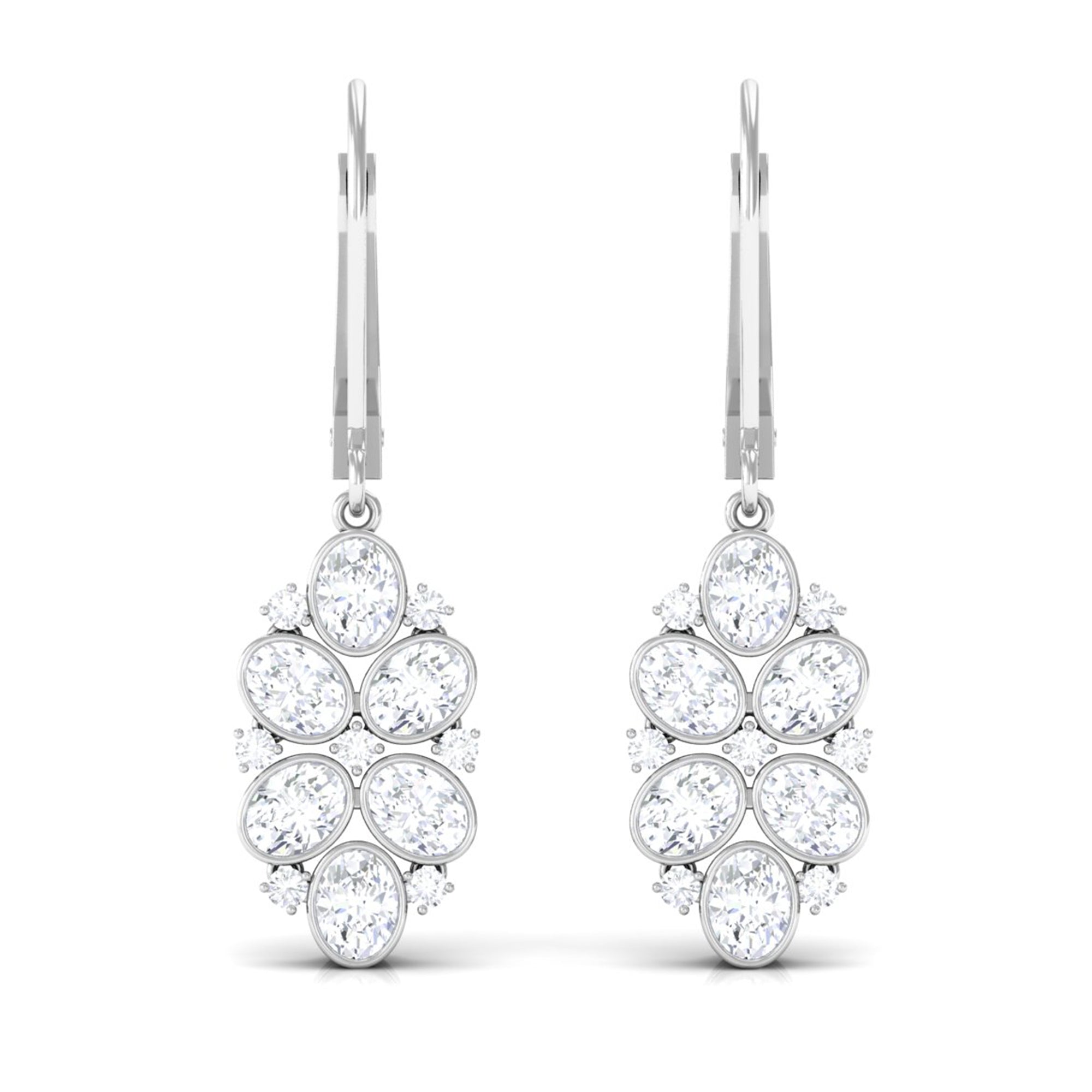 Sparkanite Jewels-Designer Oval Shape Moissanite Cluster Drop Earrings