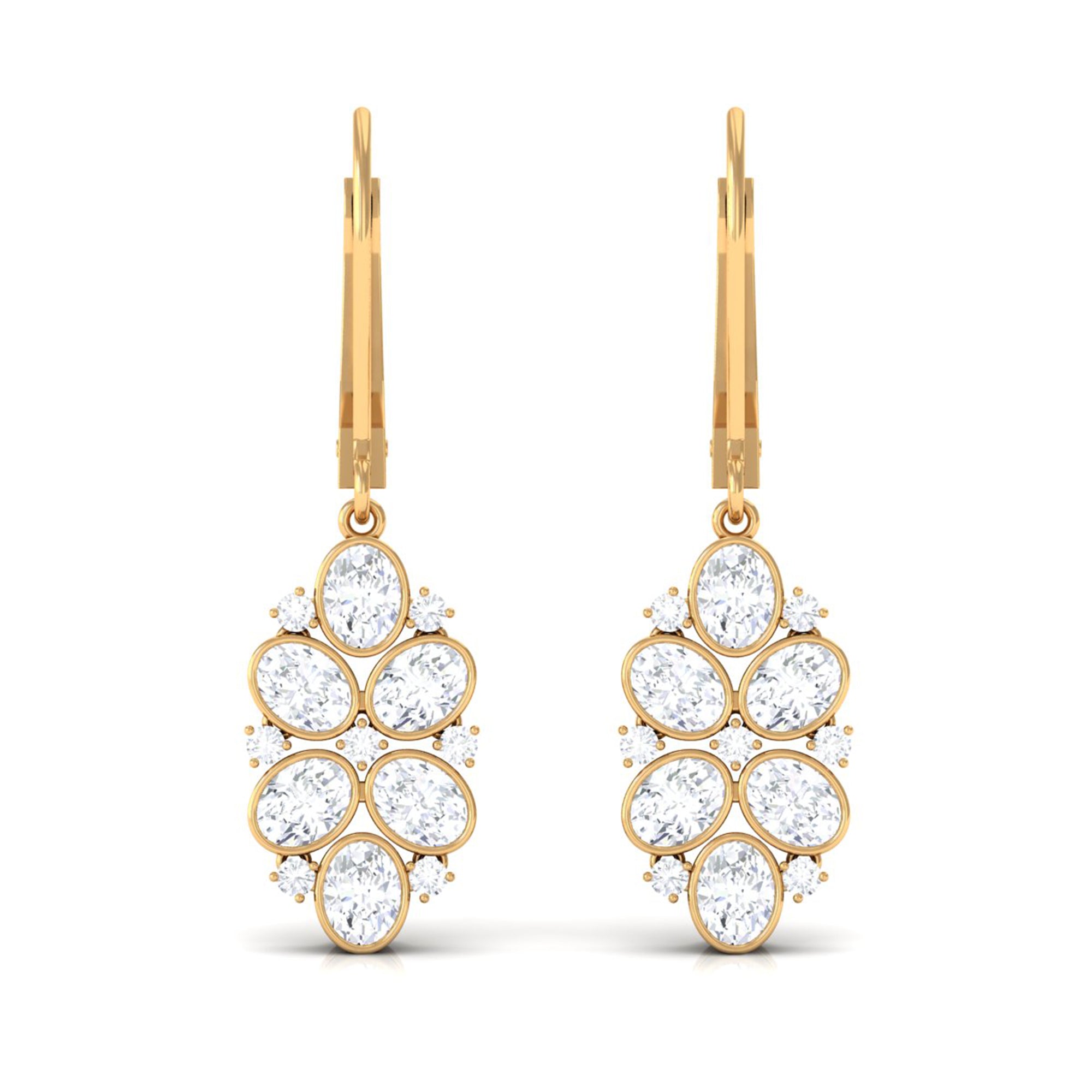 Sparkanite Jewels-Designer Oval Shape Moissanite Cluster Drop Earrings