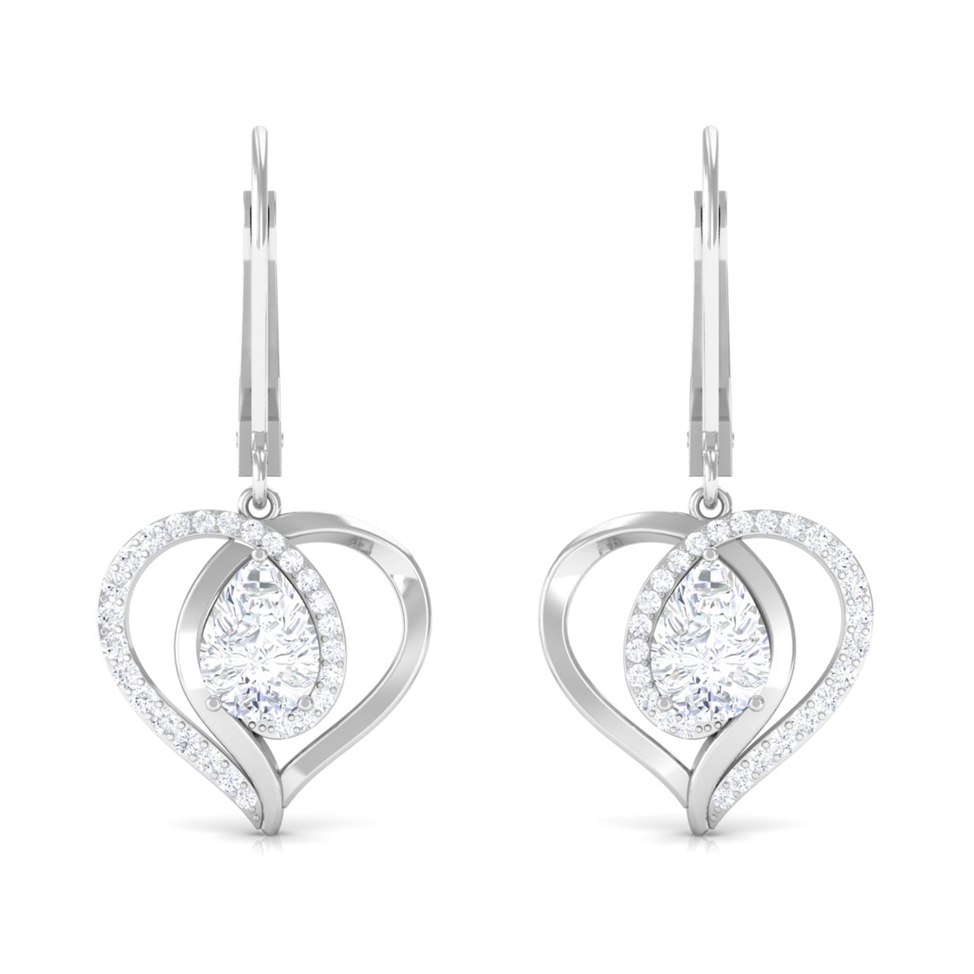 Sparkanite Jewels-Minimal Moissanite Heart Drop Earrings with Lever Back