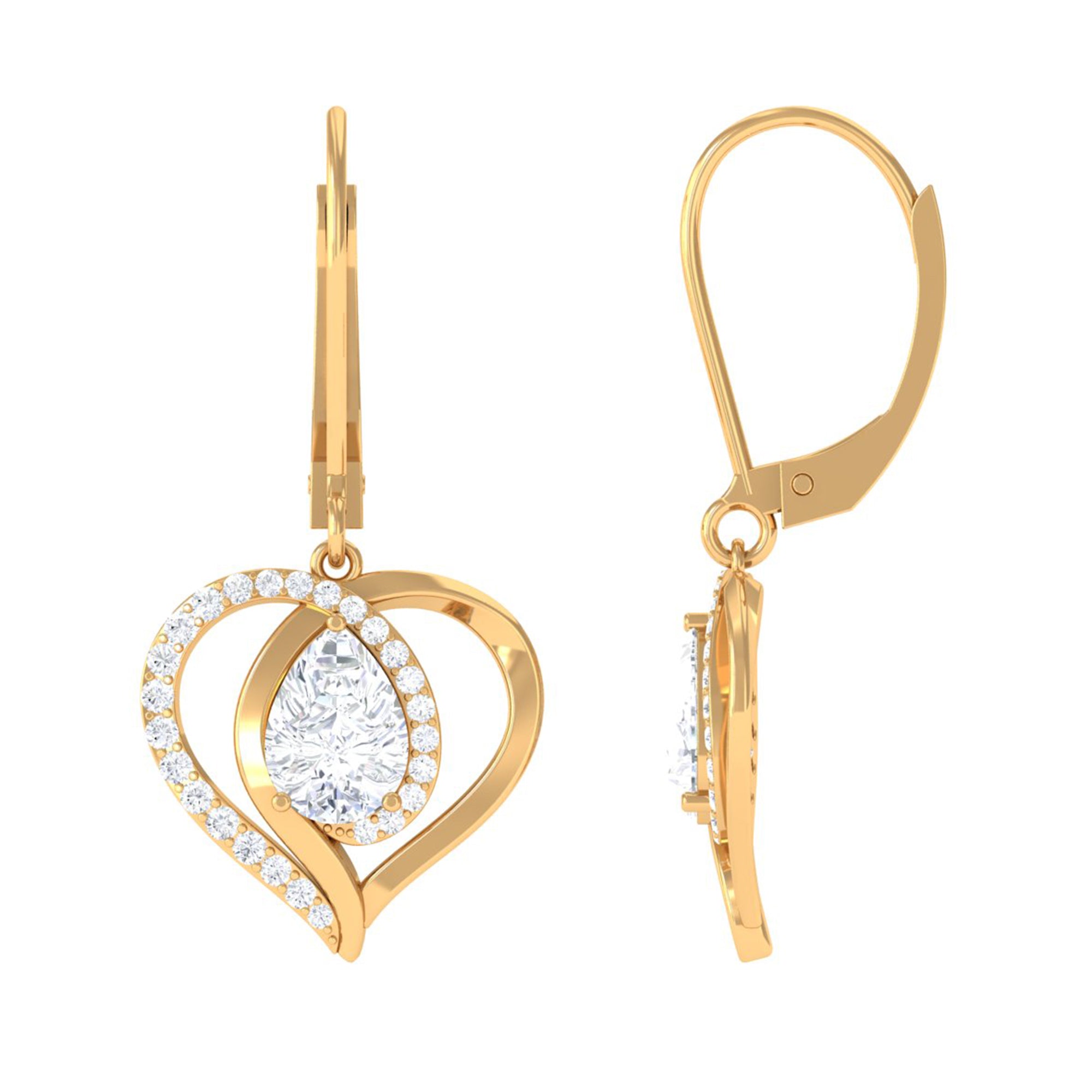 Sparkanite Jewels-Minimal Moissanite Heart Drop Earrings with Lever Back