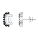 Sparkanite Jewels-Emerald Cut Moissanite Stud Earrings with Lab Grown Black Diamond