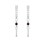 Sparkanite Jewels-Moissanite Double Chain hoop Earrings with Garnet