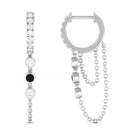 Sparkanite Jewels-Moissanite Double Chain hoop Earrings with Garnet