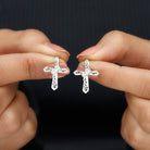 Sparkanite Jewels-Vintage Inspired Moissanite Cross Stud Earrings