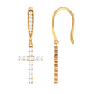 Sparkanite Jewels-Minimal Cross Dangle Earrings with Certified Moissanite