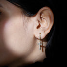 Sparkanite Jewels-Minimal Cross Dangle Earrings with Certified Moissanite