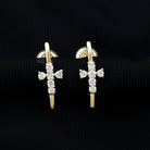 Sparkanite Jewels-Minimal Cross Stud Earrings with Certified Moissanite