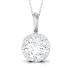 Classic Moissanite Halo Pendant Necklace D-VS1 10 MM - Sparkanite Jewels