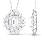 Emerald Cut Moissanite Statement Halo Pendant Necklace D-VS1 8X10 MM - Sparkanite Jewels