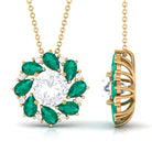 Nature Inspired Floral Pendant Necklace with Moissanite and Emerald D-VS1 8 MM - Sparkanite Jewels