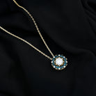 Sparkanite Jewels-Moissanite Pendant Necklace with London Blue Topaz Halo