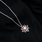 Sparkanite Jewels-Certified Moissanite Statement Floral Inspired Pendant with Garnet