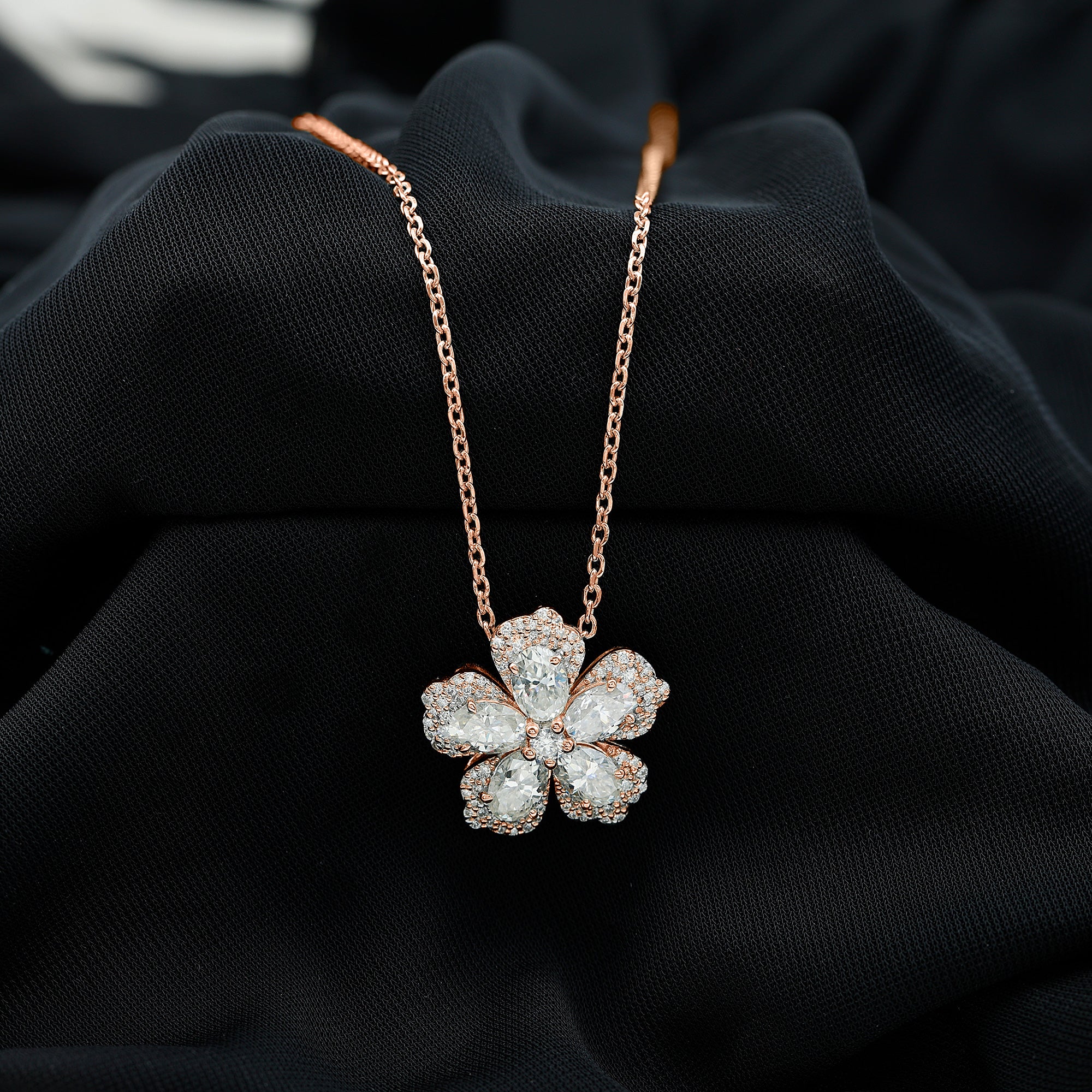 Sparkanite Jewels-Certified Moissanite Flower Pendant Necklace