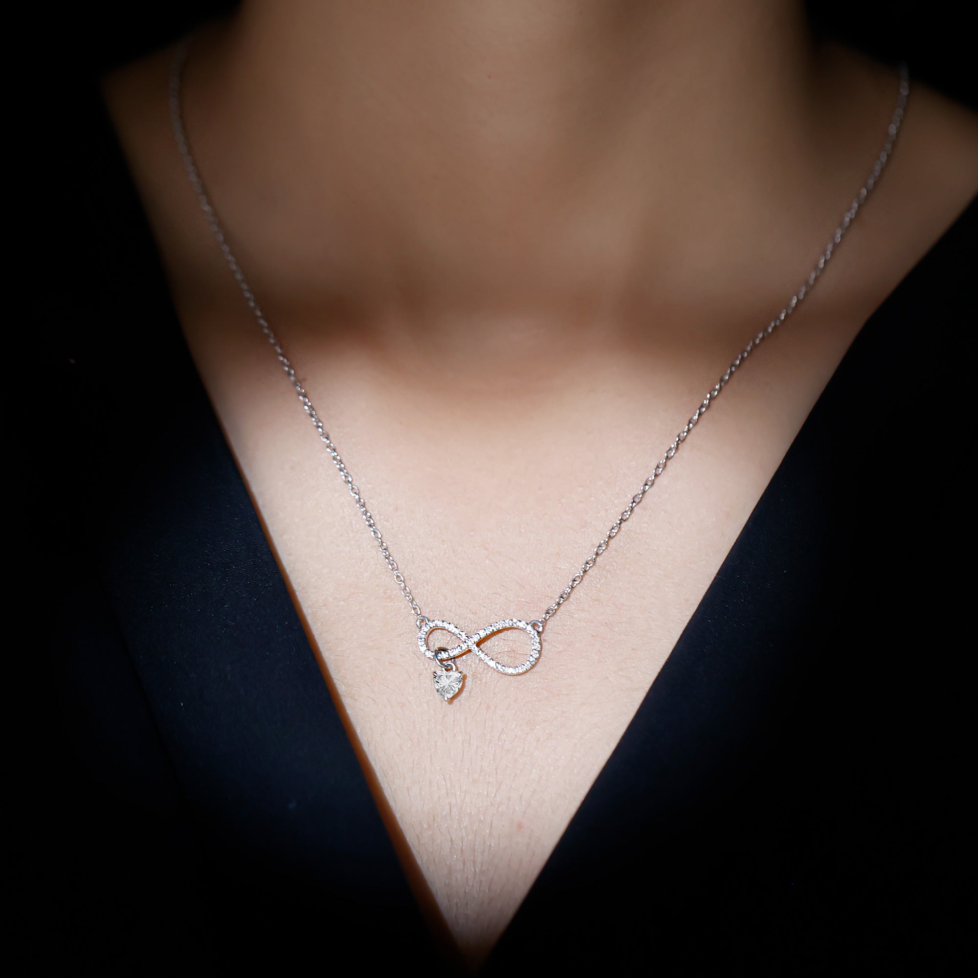 Sparkanite Jewels-Heart Shape Moissanite Infinity Drop Necklace