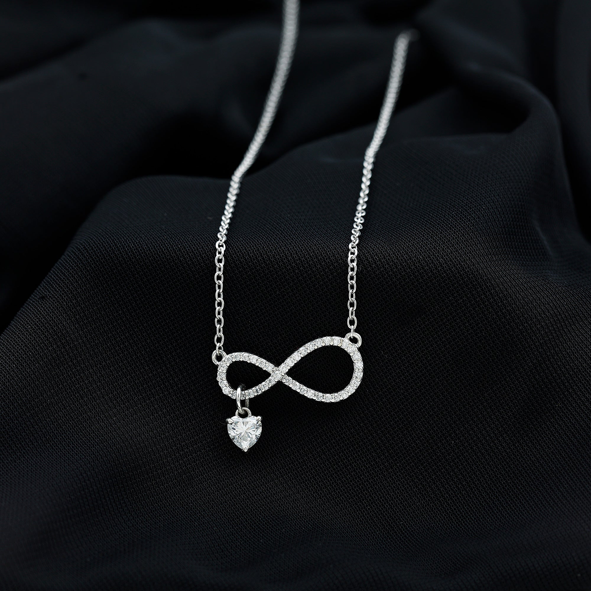 Sparkanite Jewels-Heart Shape Moissanite Infinity Drop Necklace