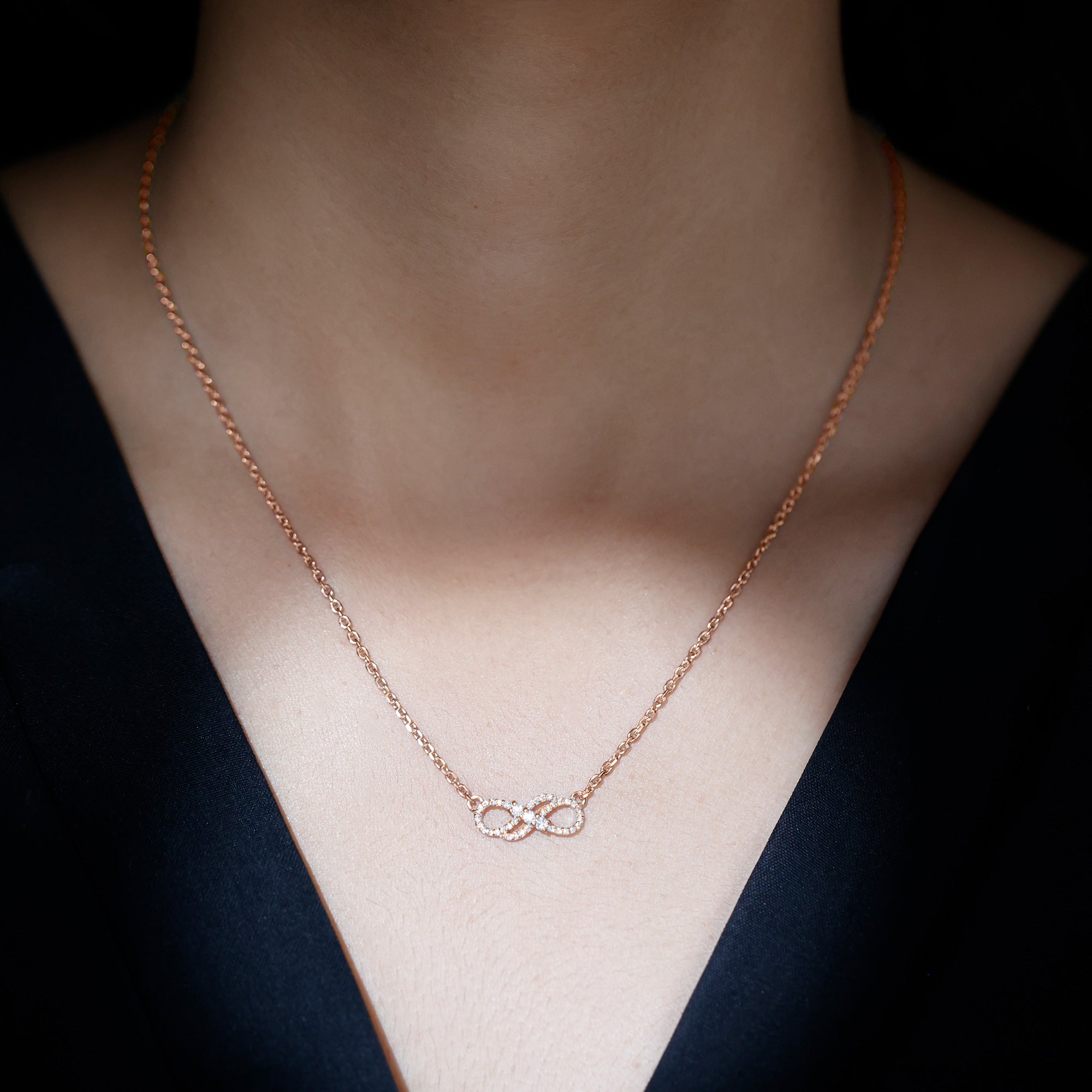 Sparkanite Jewels-Minimal Moissanite Infinity Necklace in Pave Setting