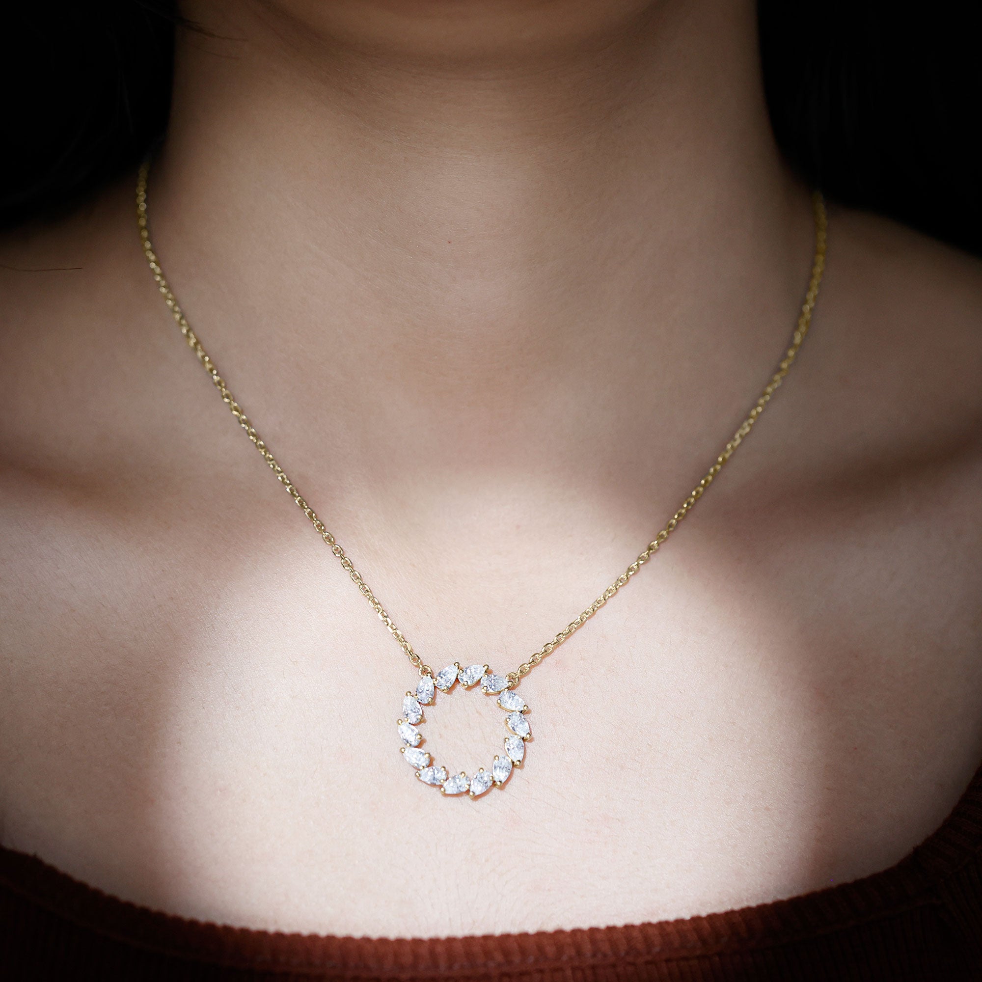 Sparkanite Jewels-Pear Shape Moissanite Eternity Necklace