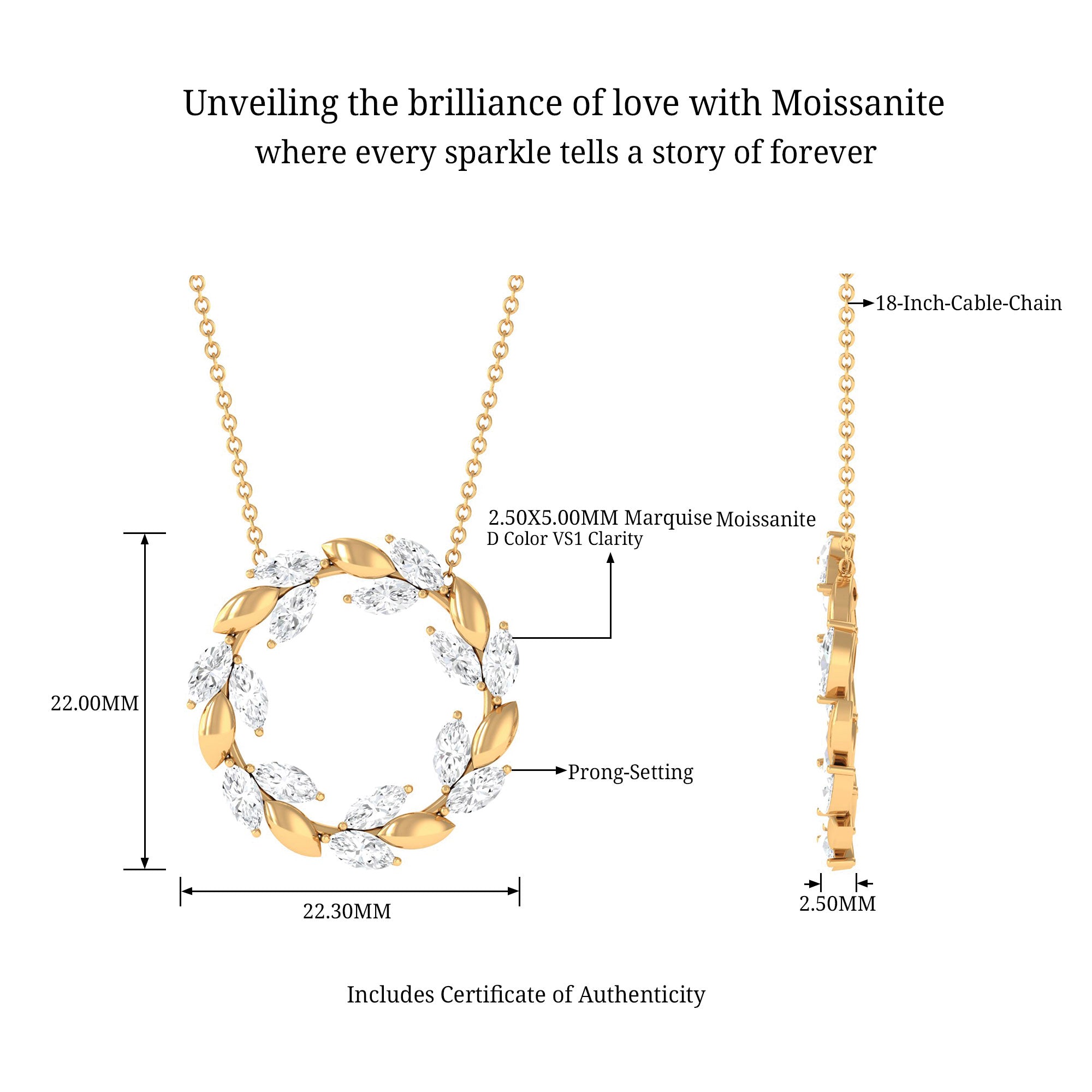 Sparkanite Jewels-Nature Inspired Marquise Moissanite Eternity Necklace