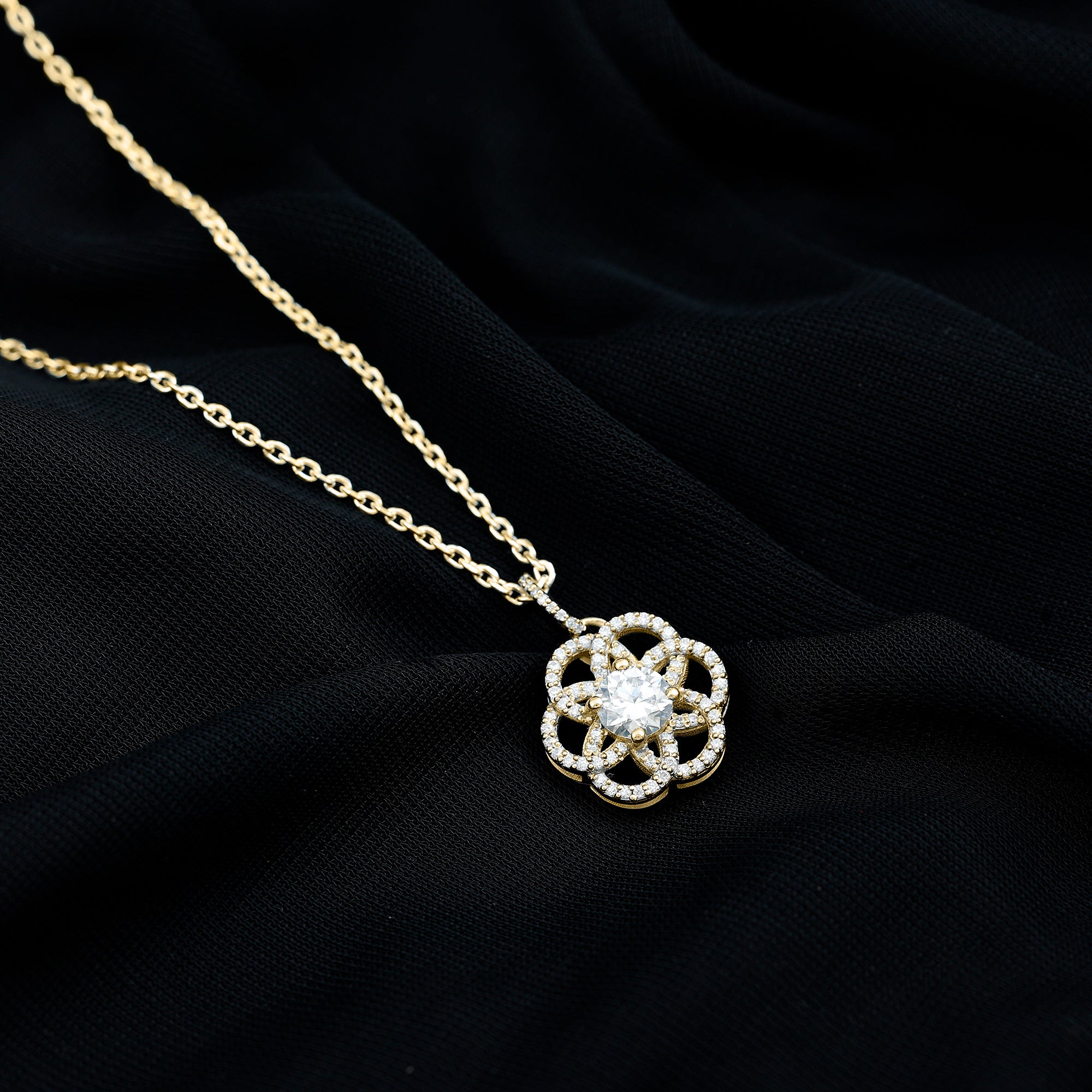 Sparkanite Jewels-Flower Inspired Moissanite Pendant Necklace