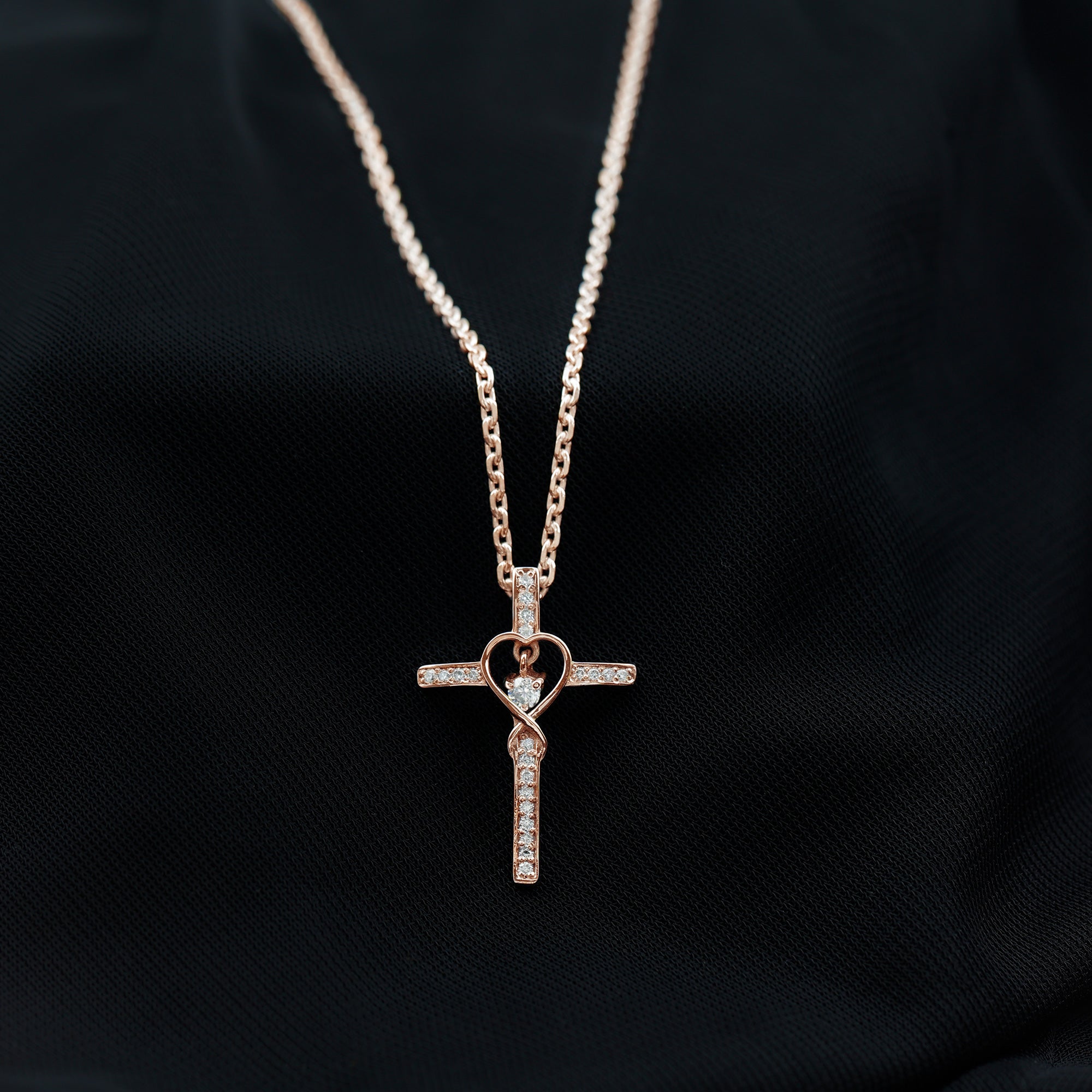 Sparkanite Jewels-Certified Moissanite Cross Heart Pendant Necklace