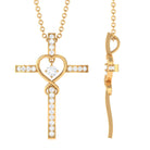 Sparkanite Jewels-Certified Moissanite Cross Heart Pendant Necklace