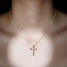 Sparkanite Jewels-Cross Heart Pendant Necklace with Certified Moissanite