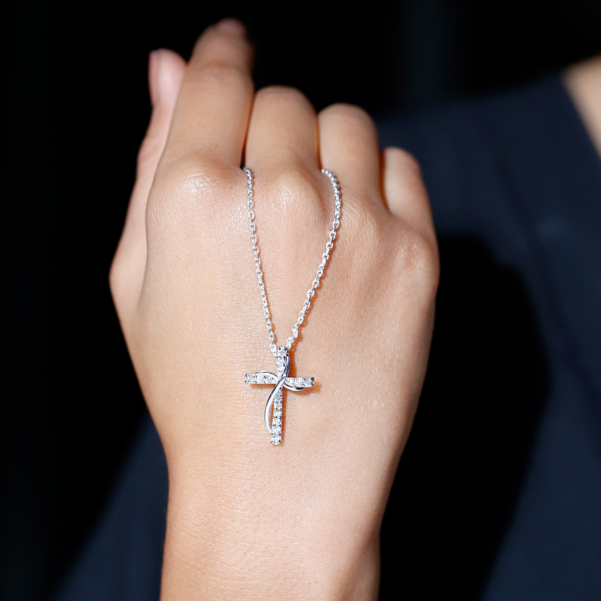 Sparkanite Jewels-Minimalist Cross Pendant Necklace with Moissanite