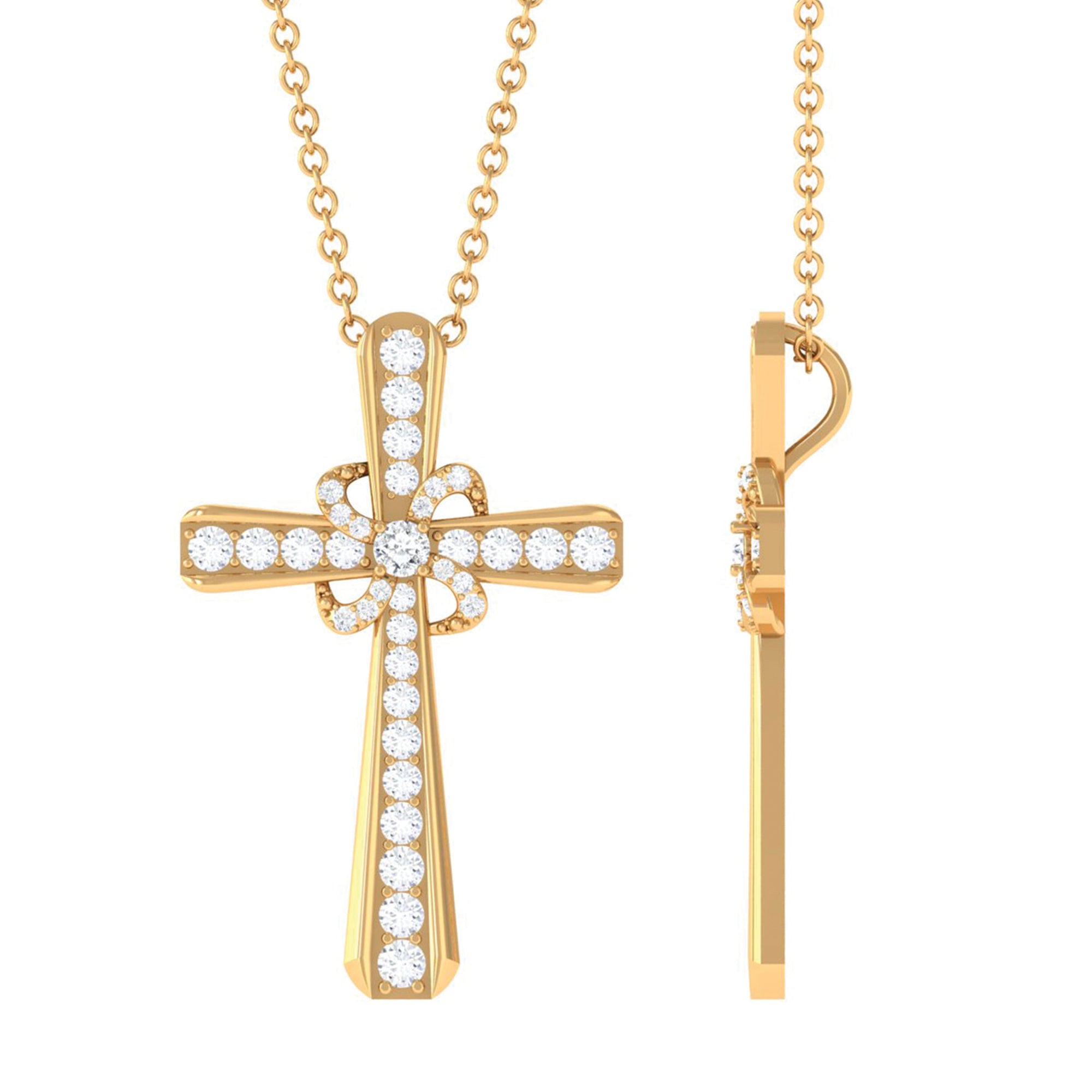 Sparkanite Jewels-Cross Pendant with Certified Moissanite