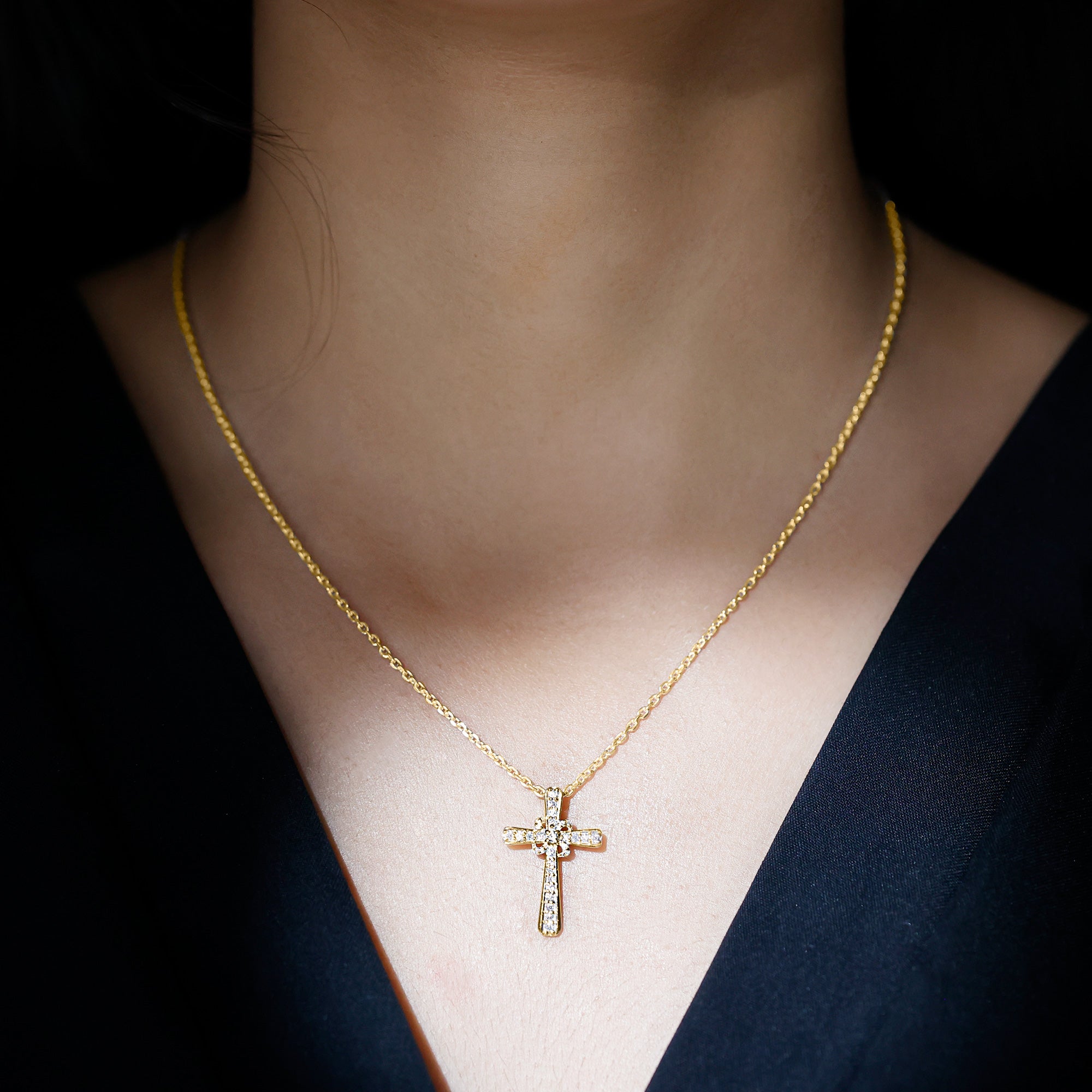 Sparkanite Jewels-Cross Pendant with Certified Moissanite