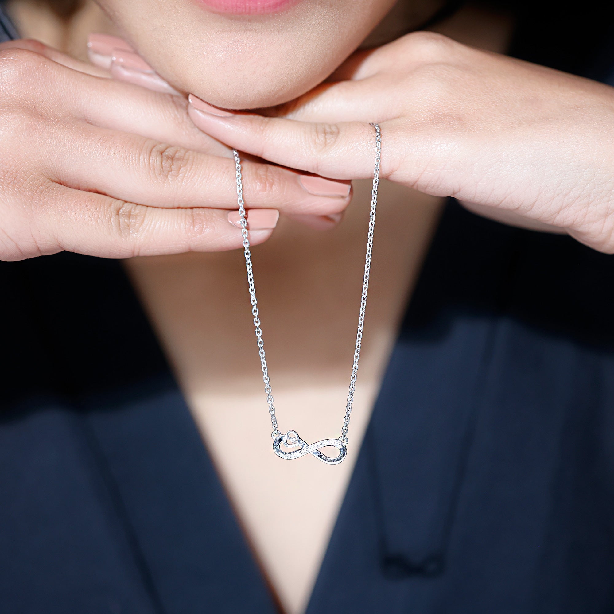 Sparkanite Jewels-Minimal Infinity Heart Necklace with Certified Moissanite