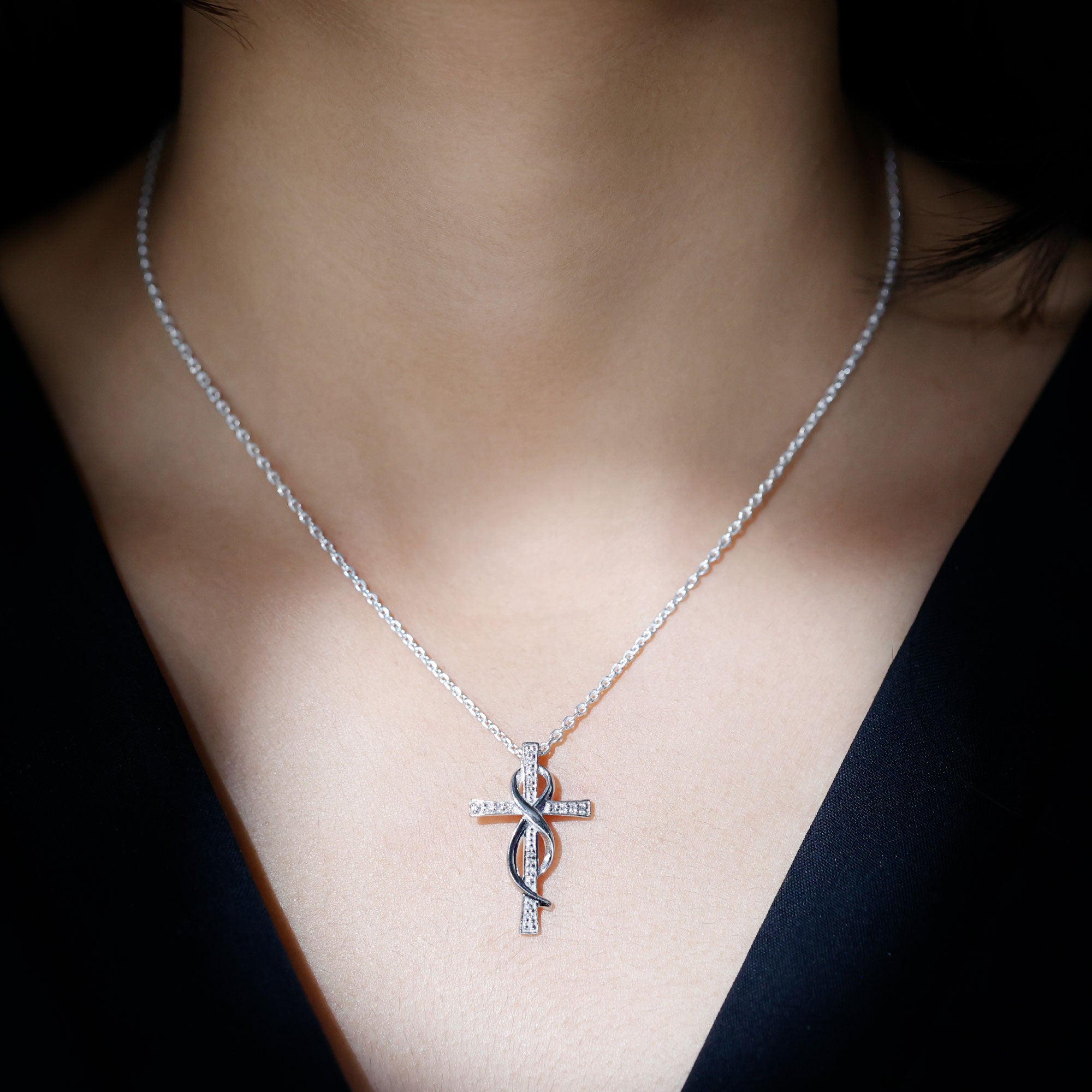 Sparkanite Jewels-Certified Moissanite Infinity Cross Pendant