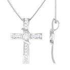 Sparkanite Jewels-Cross Pendant Necklace with Moissanite