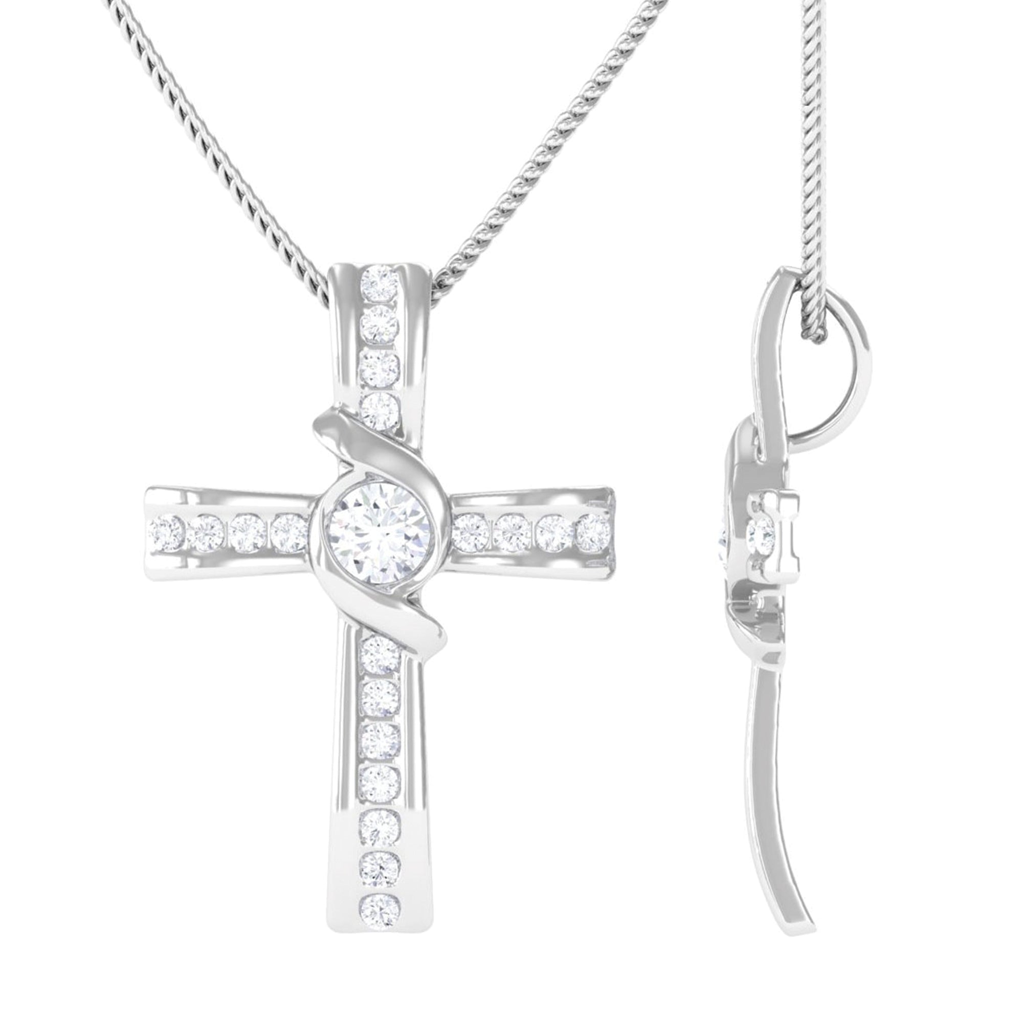 Sparkanite Jewels-Cross Pendant Necklace with Moissanite