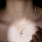 Sparkanite Jewels-Cross Pendant Necklace with Moissanite