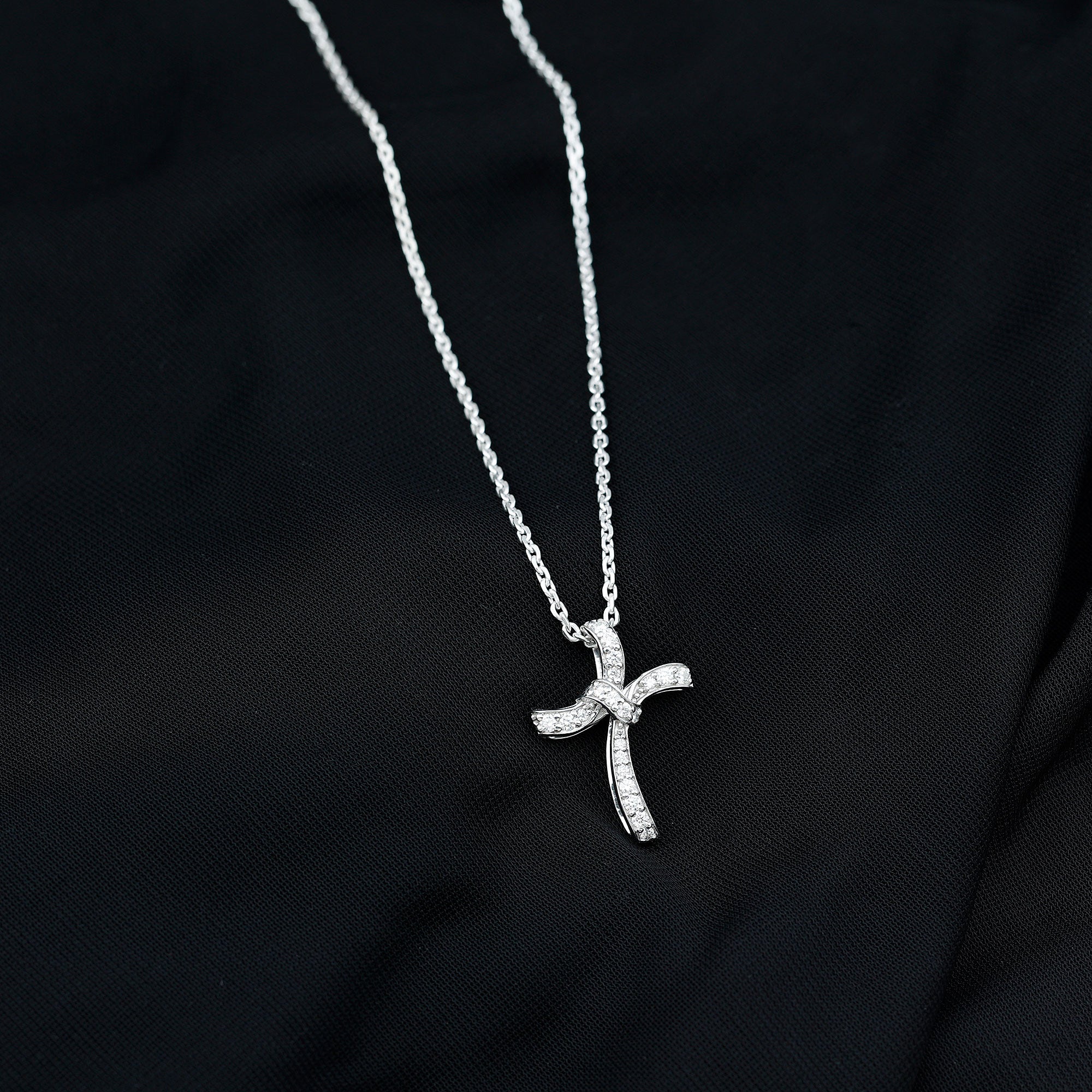 Sparkanite Jewels-Minimal Cross Pendant Necklace with Moissanite