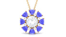 Sparkanite Jewels-Floral Inspired Pendant with Moissanite and Lab Created Tanzanite