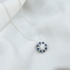 Sparkanite Jewels-Vintage Style Moissanite Pendant with Lab Blue Sapphire