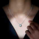 Sparkanite Jewels-Moissanite Vintage Style Pendant Necklace with Lab Created Emerald